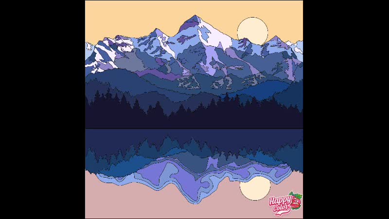 Coloring #n 0061 голубые горные вершины в отражении / blue mountain peaks in reflection