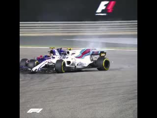 Bahrain 2017 sainz and stroll collide at turn 1