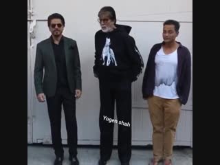 Srk and amitabh bachchan with director sujoy ghosh for the promotions of @badlat