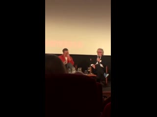 Video of @taronegerton on stage with dexter fletcher during a qa for rocketman in london