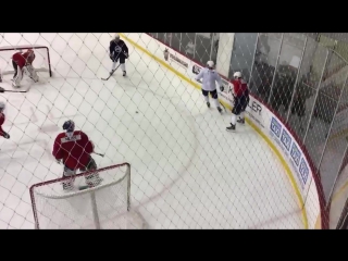 Alex ovechkin showing off in a four man small ice scrimmage
