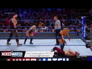 Wwe mixed match challenge braun strowman alexa bliss battle sami zayn becky lynch