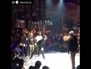 Beatslayaofficialso, this just went down! in #paris repost! by @eleniolivia | what's worse than having to battle #lestwins #cri