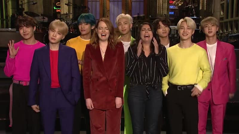 Emma stone and cecily strong are freaking out about bts snl
