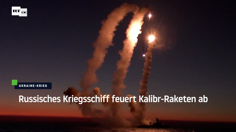 Russisches kriegsschiff feuert kalibr raketen ab