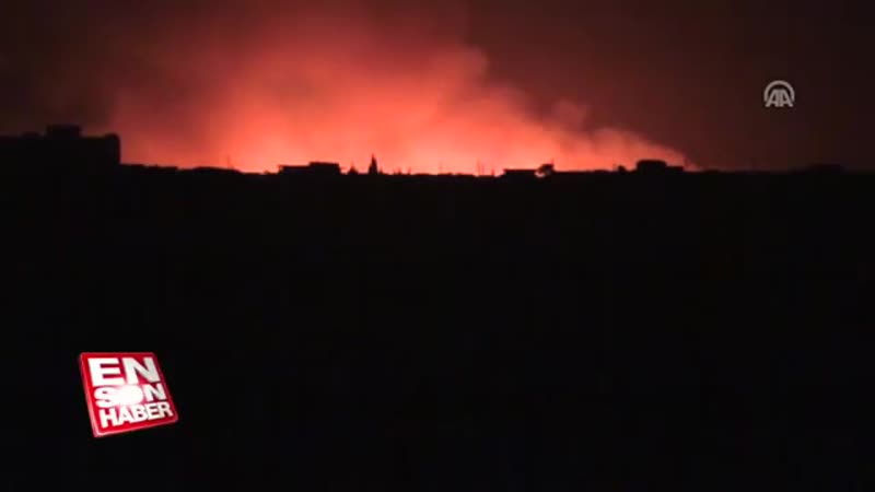 Зарево в небе на севере сирии как последствия ракетных ударов турции