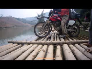 Bamboo rafting on vietnam motorbike tours by honda xr250 and xr125l