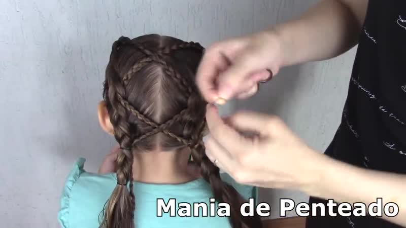 Penteado infantil com trança invertida e maria chiquinha cute girl hairstyle