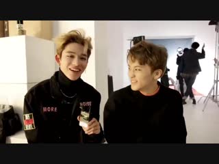 "aahh i'm filming with lucas~" not like that but more like