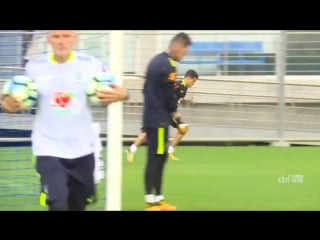 Coutinho in brazil training, having miraculously recovered from a 'sore back & illness '