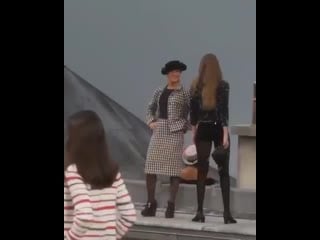Gigi saves the finale of the chanel show from a catwalk crasher!