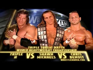 Triple h vs shawn michaels vs chris benoit