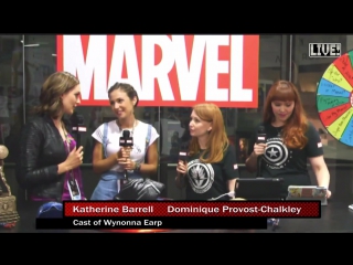 Wynonna earp marvel interview with dominique provost chalkley and katherine barrell