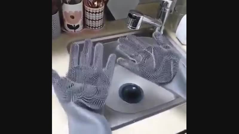 Силиконовые перчатки губки для мытья посуды
