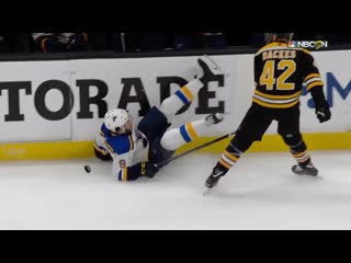 David backes turns the tables with crushing hit on sammy blais