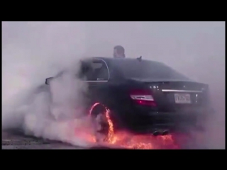 Mercedes c63 amg burnout and caught on fire