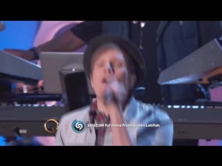 Travie mccoy and patrick stump perform rough water on the queen latifah show