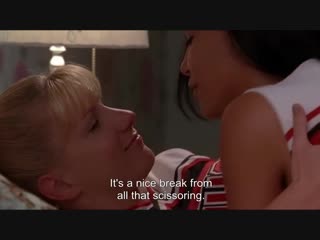 Glee brittany and santanas first kissing scene duets [subtitled] hd