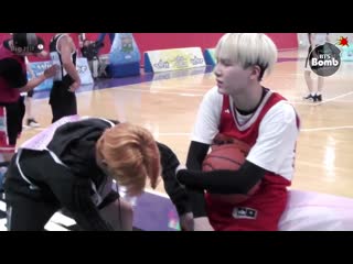 Jimin massaged yoongi’s thighs and cheered for yoongi