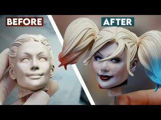 Painting the harley quinn premium format figure behind the scenes