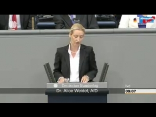 Alice weidel zu merkels schmierentheater wg flüchtlingen