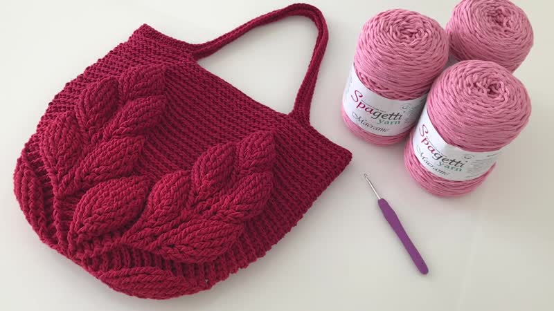 Часть 1 makrome i̇pten tığ i̇şi örgü 3d yaprak modelli çanta yarımı part 1 (720p)