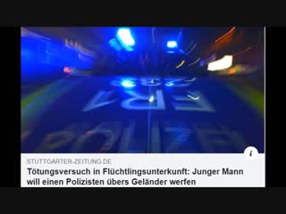 Tötungsversuch in flüchtlingsunterkunft junger mann will einen polizisten übers geländer werfen