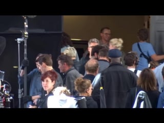 Tom cruise all smiling while filming with henry cavill simon pegg, mi6 in paris