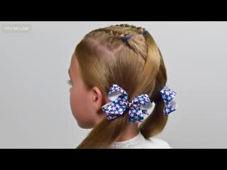 Cornrows braids pigtails ★ easy elastic hairstyle (little girls hairstyles #81) #lgh