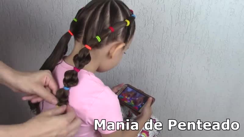 Penteado infantil melancia com maria chiquinha e tranças hairstyle for little girl