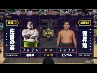 Sadanoumi vs hoshoryu aki 2020, makuuchi day 15