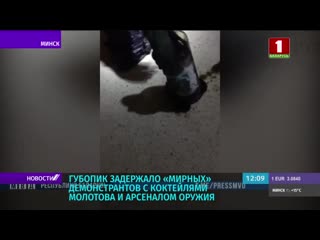 Задержало "мирных" демонстрантов к коктейлями молотова и арсеналом оружия