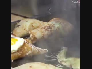 Korean street food cabbage omelette