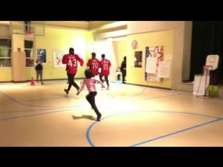 Braden holtby, nicklas backstrom, and tom wilson show elementary schoolers how to properly exercise