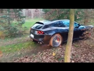 Testing the traction of the ferrari gtc4lusso on mud