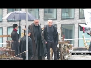 Bts john wick 3 filming laurence fishburne and mark dacascos rooftop sword scene