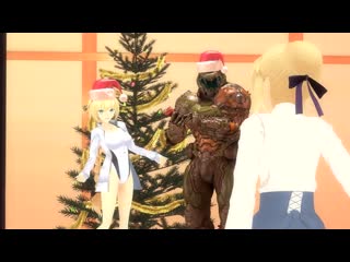 [sfm fate] jeanne celebrates christmas a tad too early (feat doomslayer)