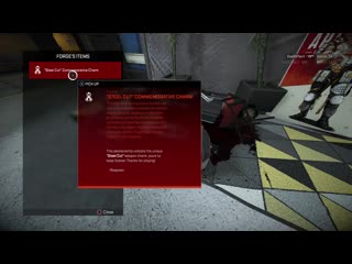 You can loot forge's deathbox in sorting factory to get a weapon charm! )