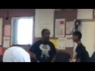 School daze at the music class a fella threatens a teacher then gets his butt kicked teacher gets arrested for fighting back