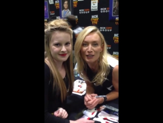 Victoria smurfit with fan on mcm comic con