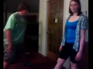 Elissia kicking jacob in the balls