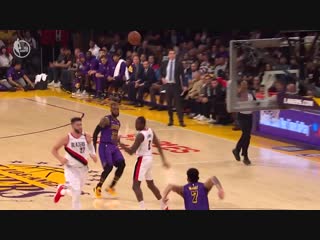 Javale mcgee scores off the great dish by lebron james