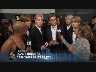 Bts grammy red carpet interview (1) (facebook live ver) 방탄소년단 그래미 레드카펫 인터뷰 #grammys #tearitupbts @bts twt