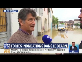 Les images du drone bfmtv au dessus de salies du béarn inondée