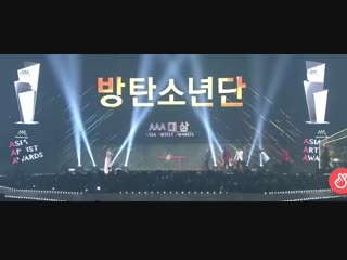 281118 bts for winning artist daesang’ on aaa2018!