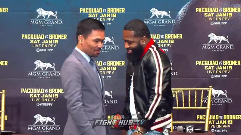 Manny pacquiao adrien broner all laughs during funny first face off in new york