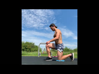 Hip flexor & adductor & lats stretching half kneeling position