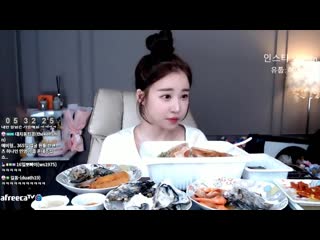 엘린♥ 대게 5kg 전복 새우 석화 먹방 이뻐해주세요 ♥ 아프리카tv vod