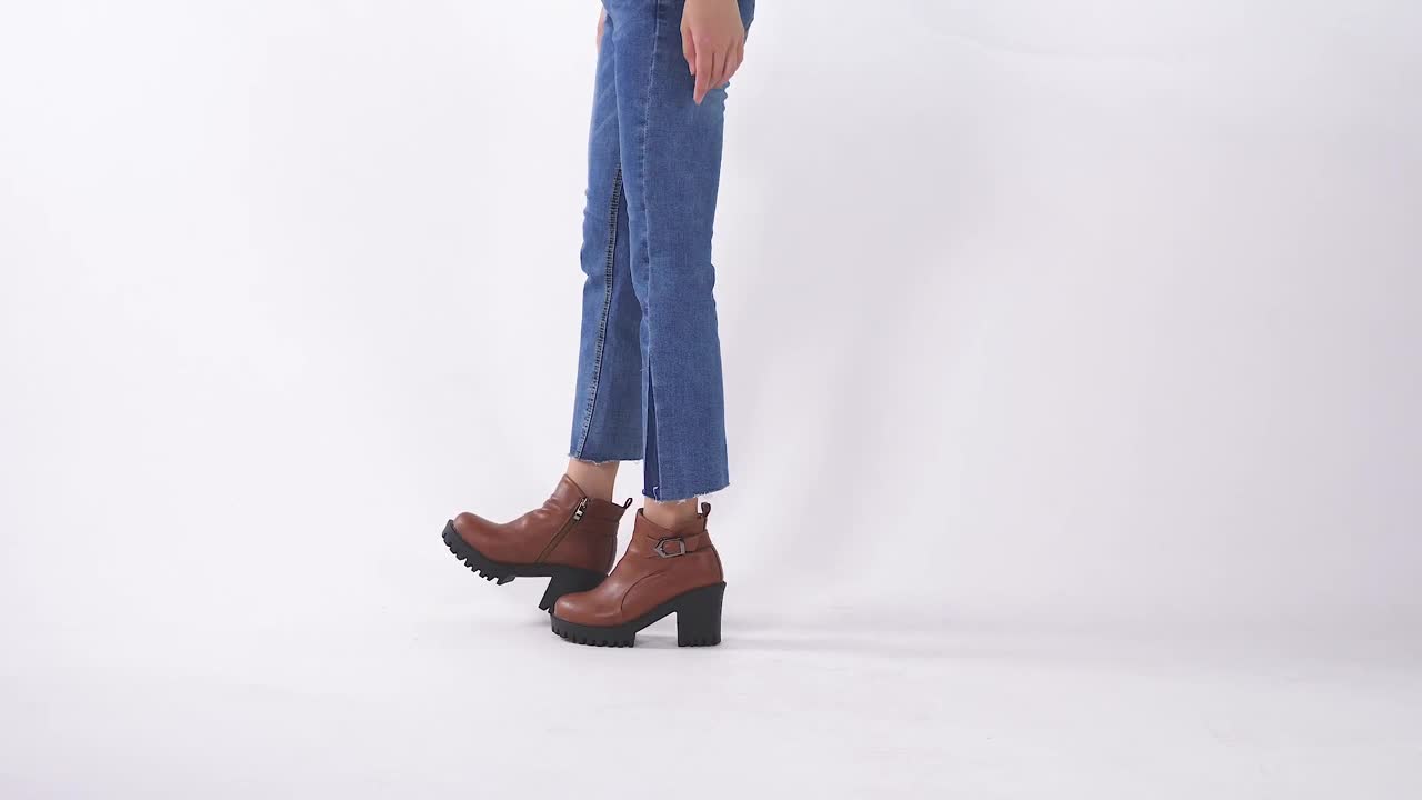 Women high heel boots vintage martin shoes warm winter ankle boots