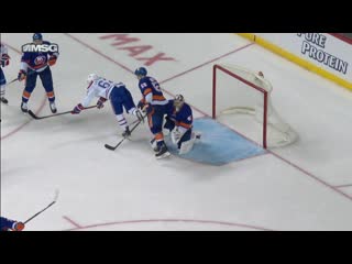 Johnny boychuk takes a skate to the eye and leaves ice in a panic